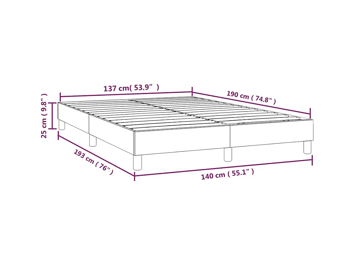 Lit double | Lit adulte | Cadre de lit noir 140x190 cm tissu