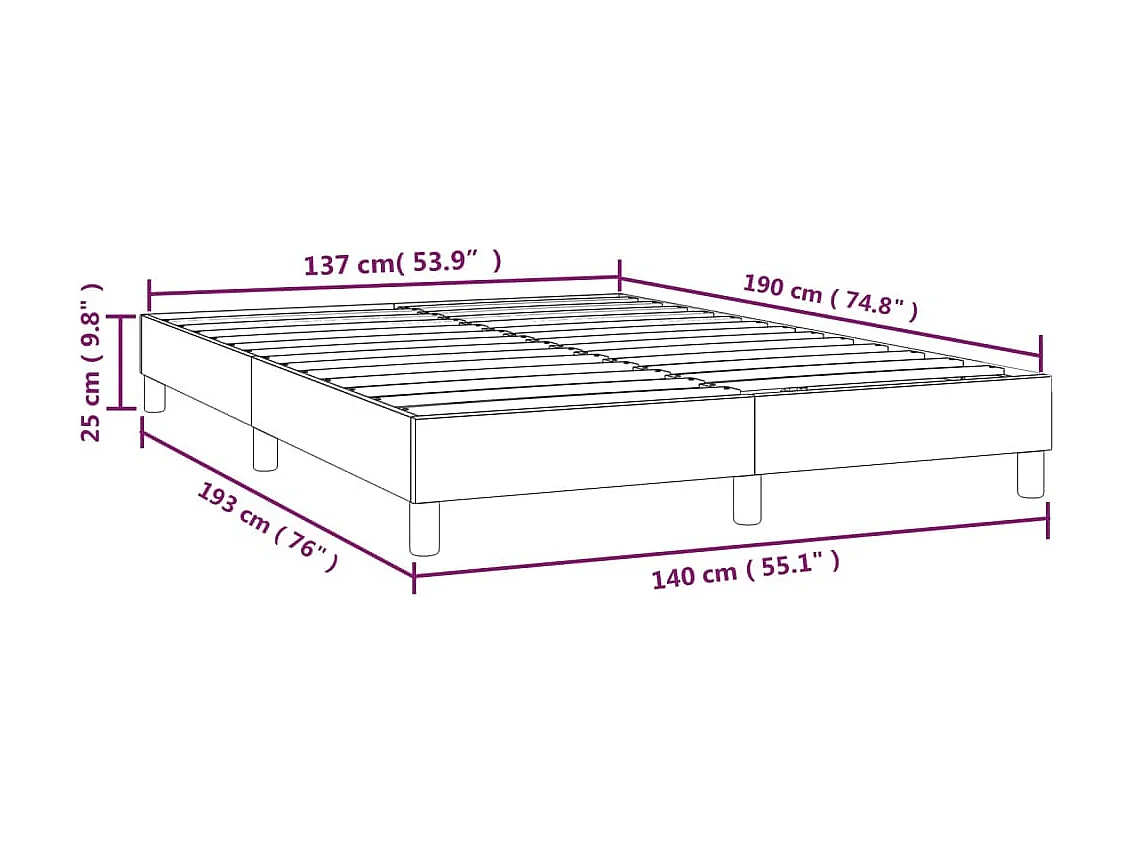 Lit double | Lit adulte | Cadre de lit noir 140x190 cm tissu