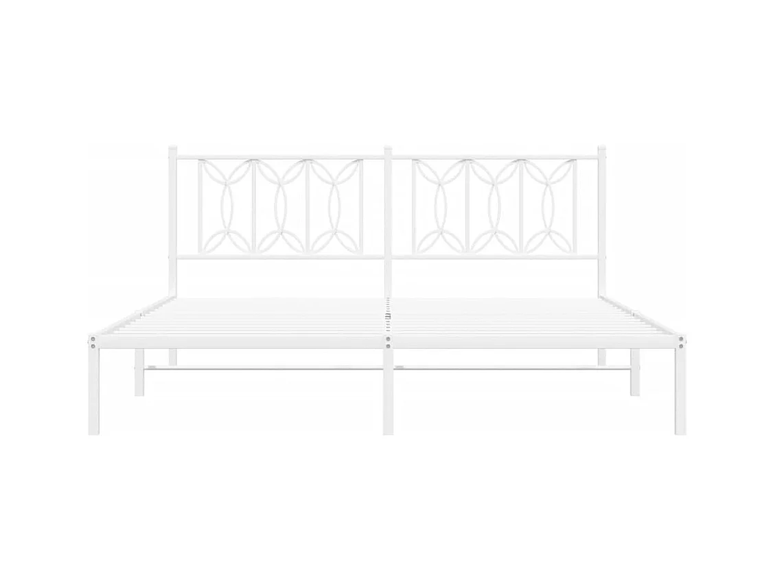 Lit double | Lit adulte | Cadre de lit métal et tête de lit blanc 183x213 cm