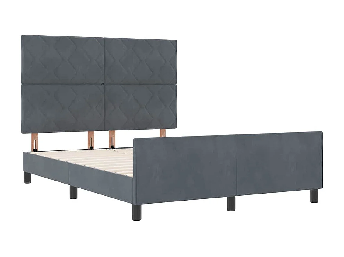 Lit double | Lit adulte | Cadre de lit avec tête de lit Gris foncé 140x200 cm Velours