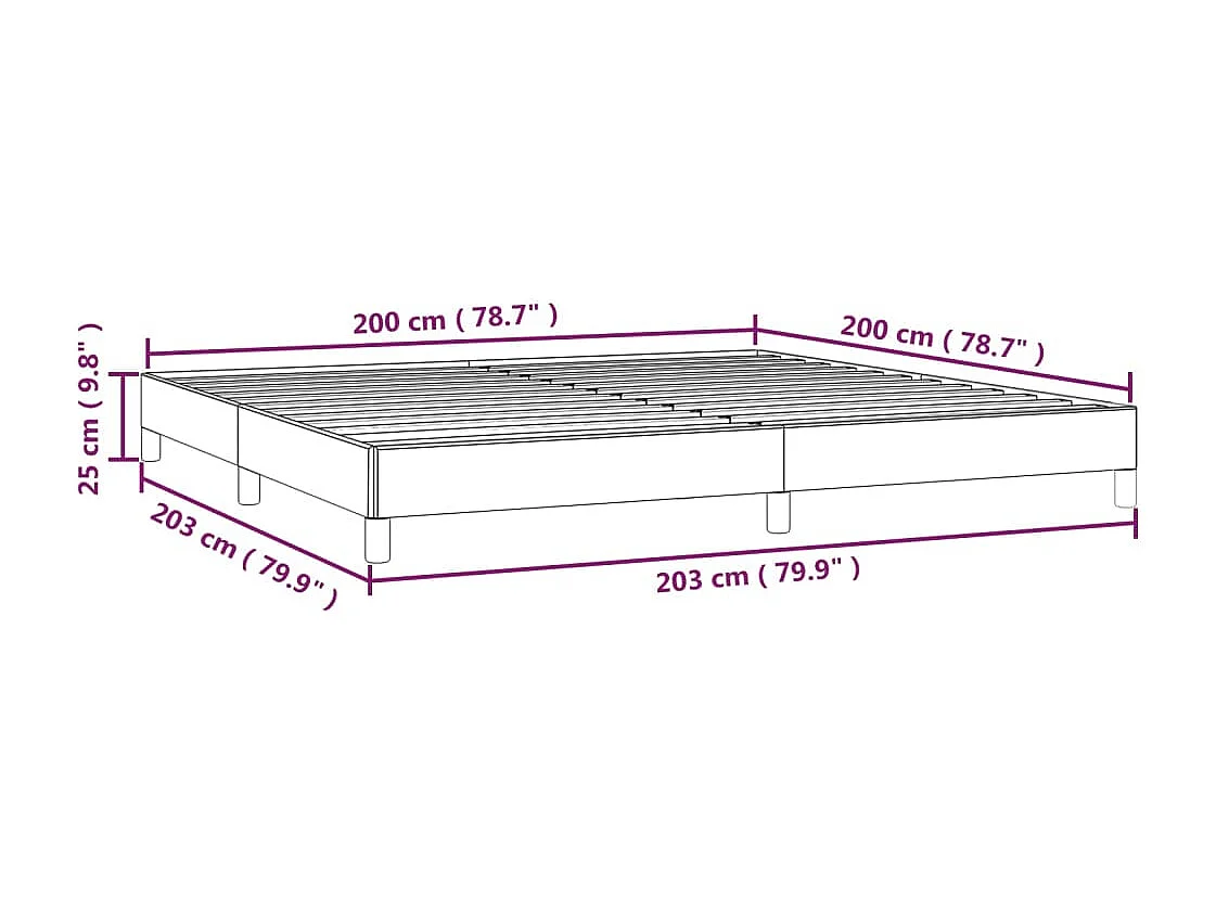 Lit double | Lit adulte | Cadre de lit gris 200x200 cm similicuir