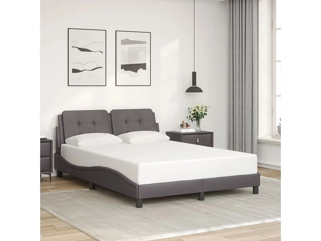 Lit double | Lit adulte | Cadre de lit avec LED gris 140x190 cm