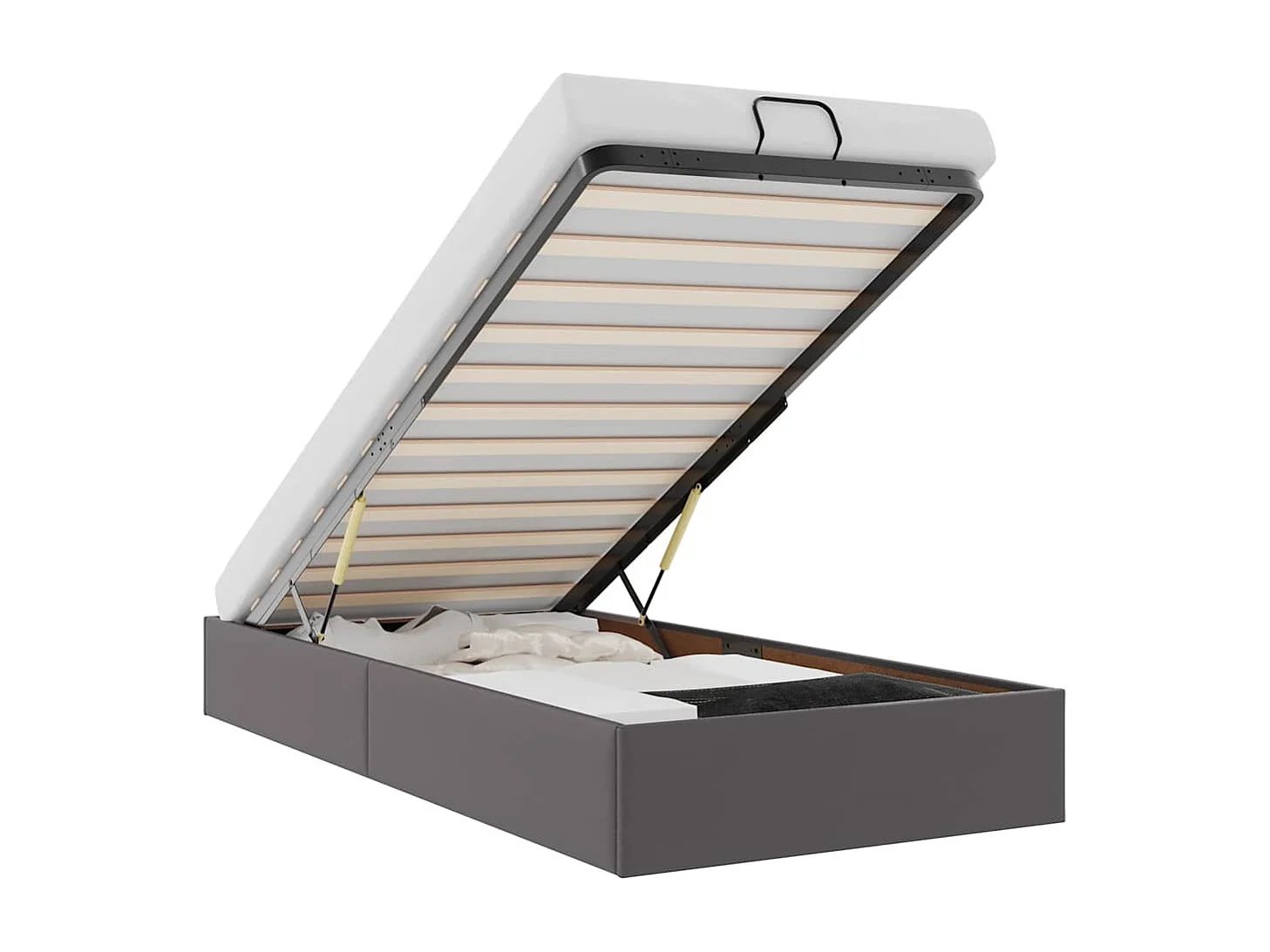 Lit simple | Lit adulte, enfant | Cadre de lit ottoman gris 90x200 cm similicuir
