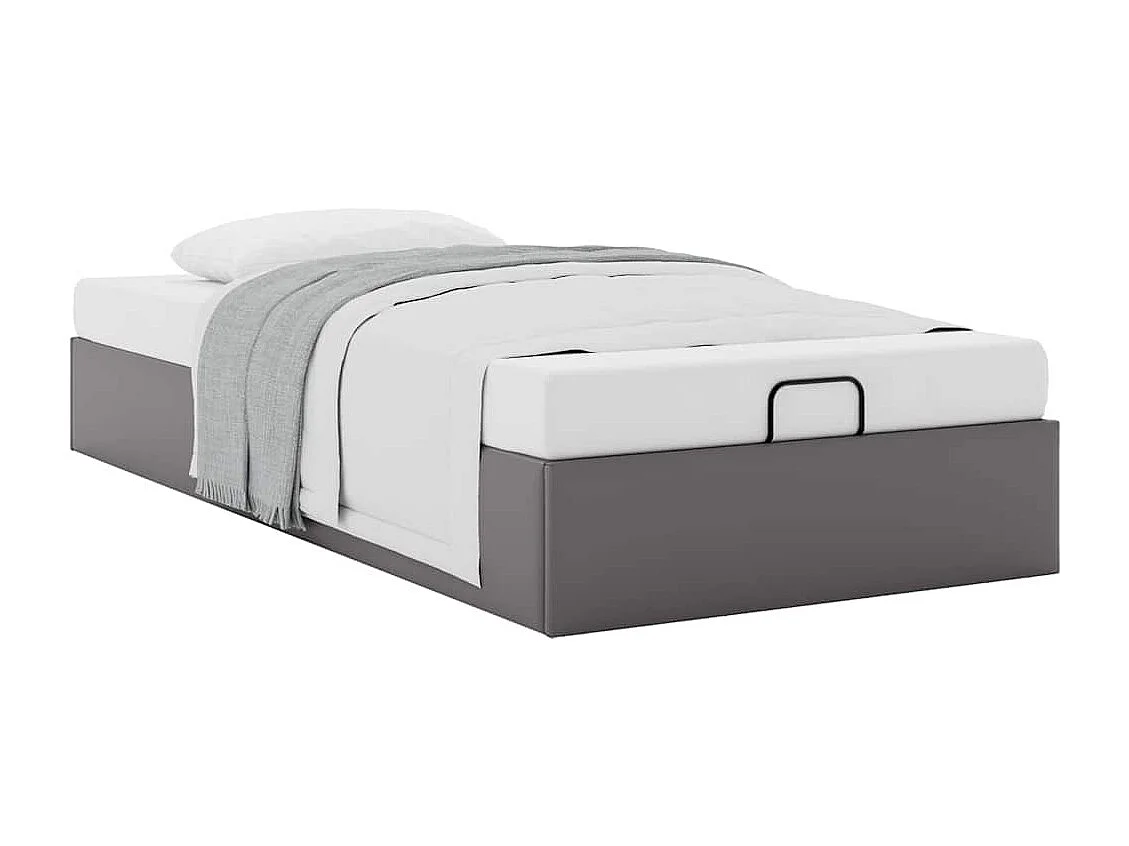 Lit simple | Lit adulte, enfant | Cadre de lit ottoman gris 90x200 cm similicuir