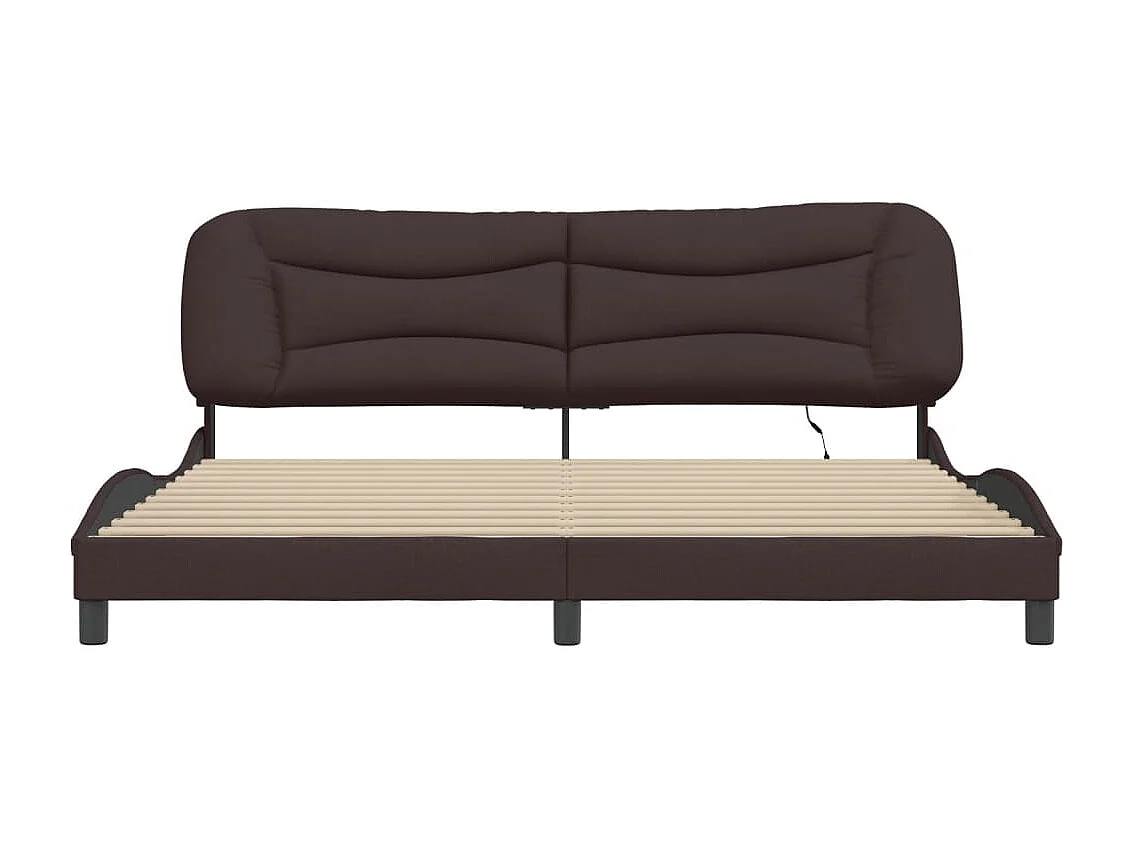 Lit double | Lit adulte | Cadre de lit avec LED marron foncé 200x200cm tissu