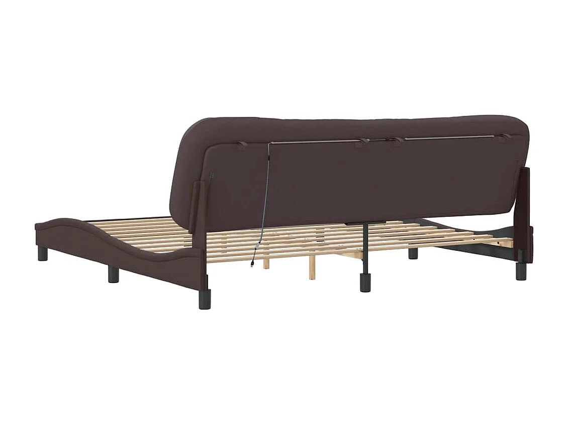 Lit double | Lit adulte | Cadre de lit avec LED marron foncé 200x200cm tissu