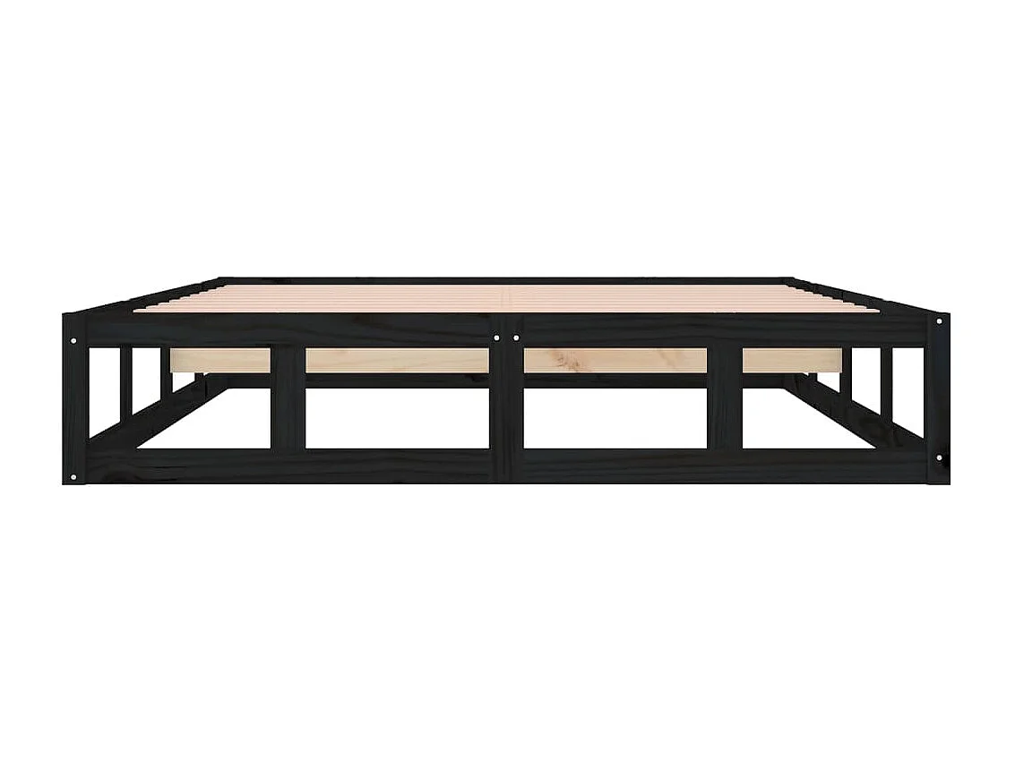 Lit double | Lit adulte | Cadre de lit noir 160x200 cm bois massif