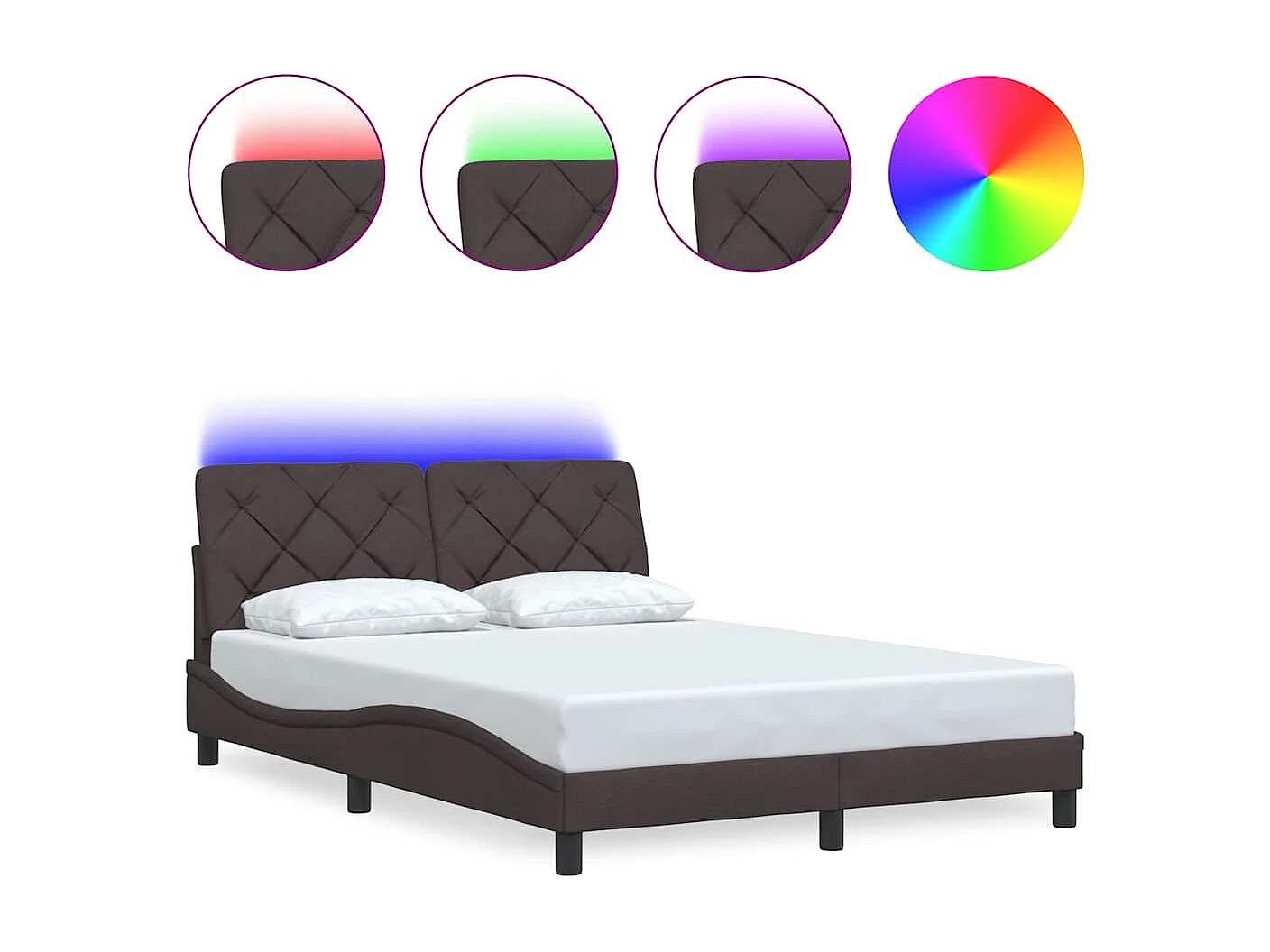 Letto per adulti | Letto singolo | Giroletto con LED senza Materasso Marrone Scuro 120x200 cm