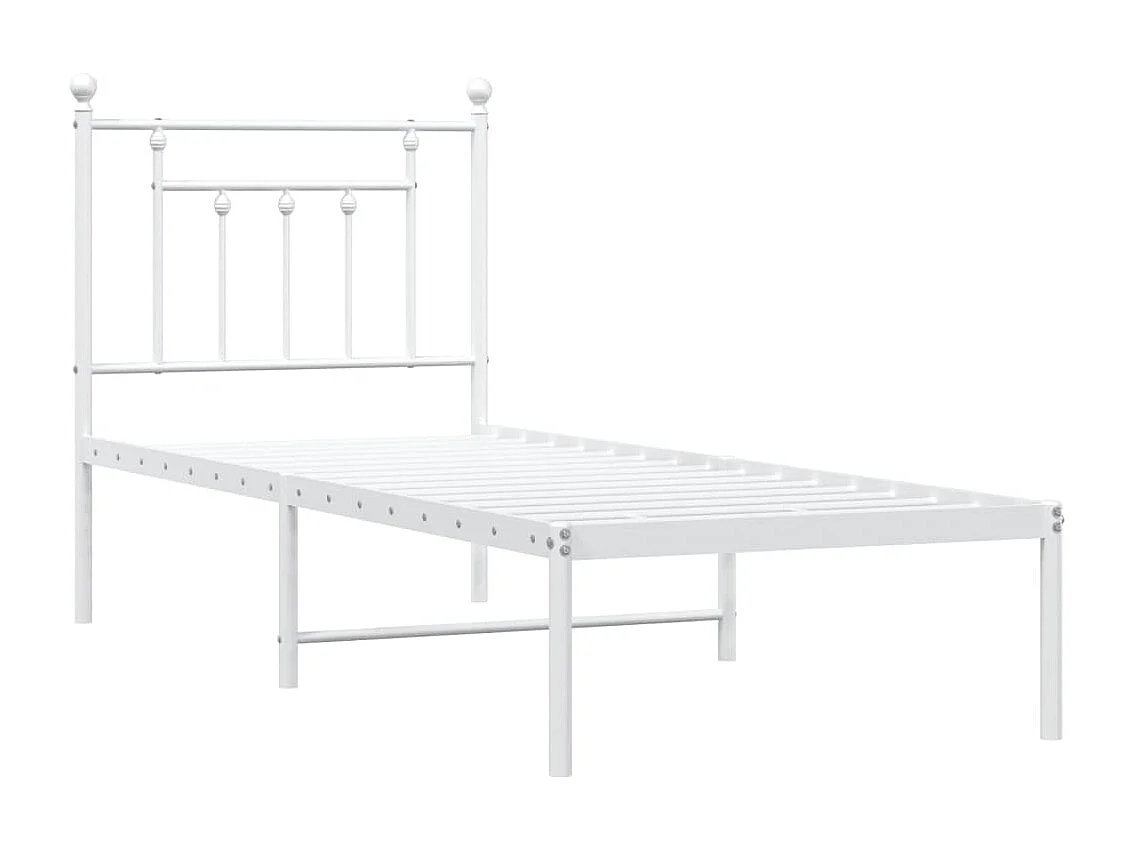 Lit simple | Lit adulte, enfant | Cadre de lit métal avec tête de lit blanc 75x190cm