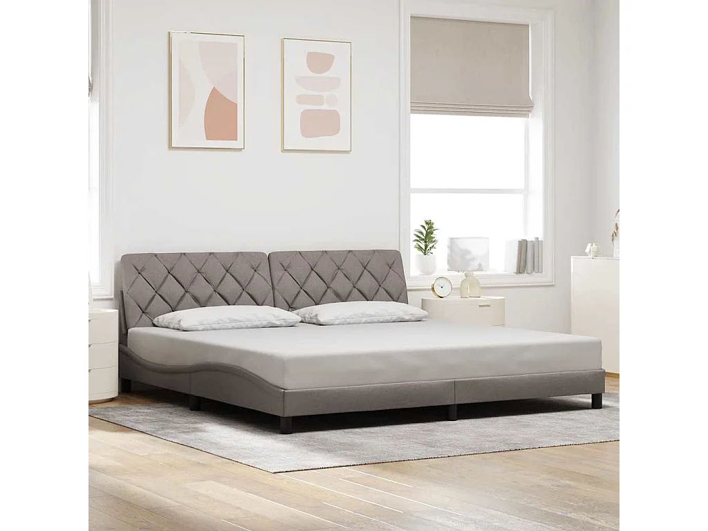 Letto per adulti | Letto matrimoniale | Giroletto senza Materasso Tortora 200x200 cm in Tessuto