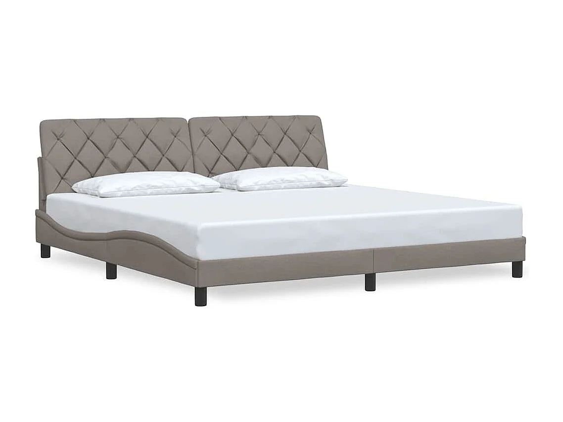 Letto per adulti | Letto matrimoniale | Giroletto senza Materasso Tortora 200x200 cm in Tessuto
