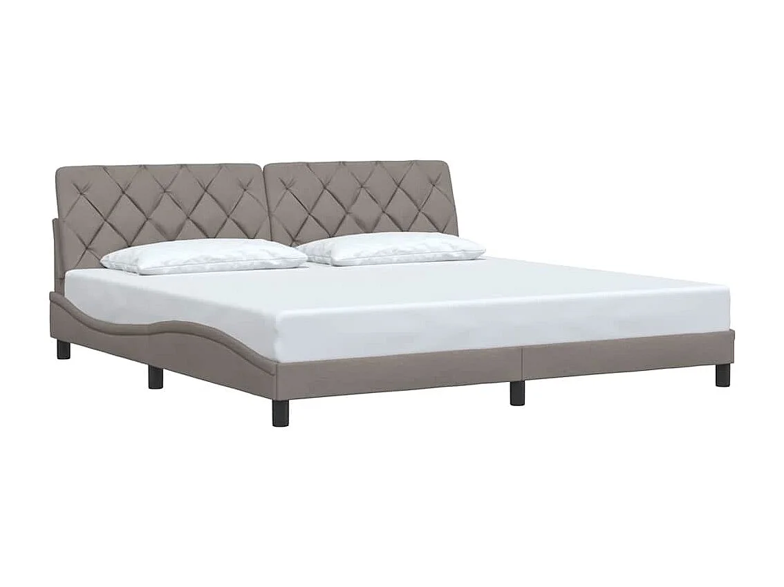 Letto per adulti | Letto matrimoniale | Giroletto senza Materasso Tortora 200x200 cm in Tessuto