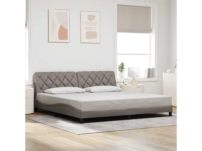 Letto per adulti | Letto matrimoniale | Giroletto senza Materasso Tortora 200x200 cm in Tessuto