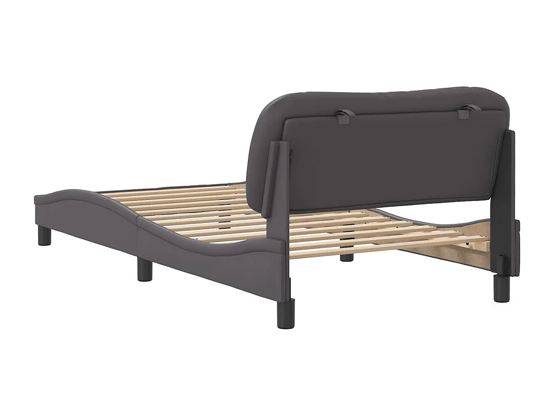 Lit simple | Lit adulte, enfant | Cadre de lit gris 100x200 cm similicuir