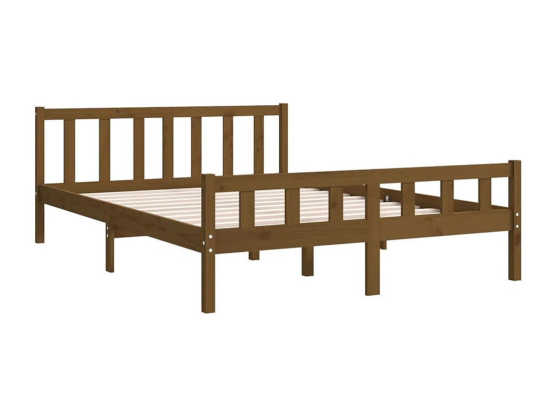 Lit simple | Lit adulte, enfant | Cadre de lit marron miel bois massif 120x200 cm