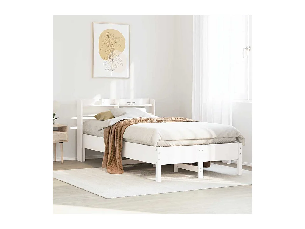 Letto per adulti | Letto singolo | Giroletto senza Materasso Bianco 100x200 cm Legno Massello Pino
