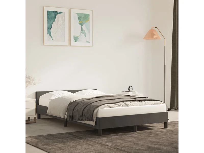 Lit simple | Lit adulte, enfant | Cadre de lit gris foncé 120x190 cm velours