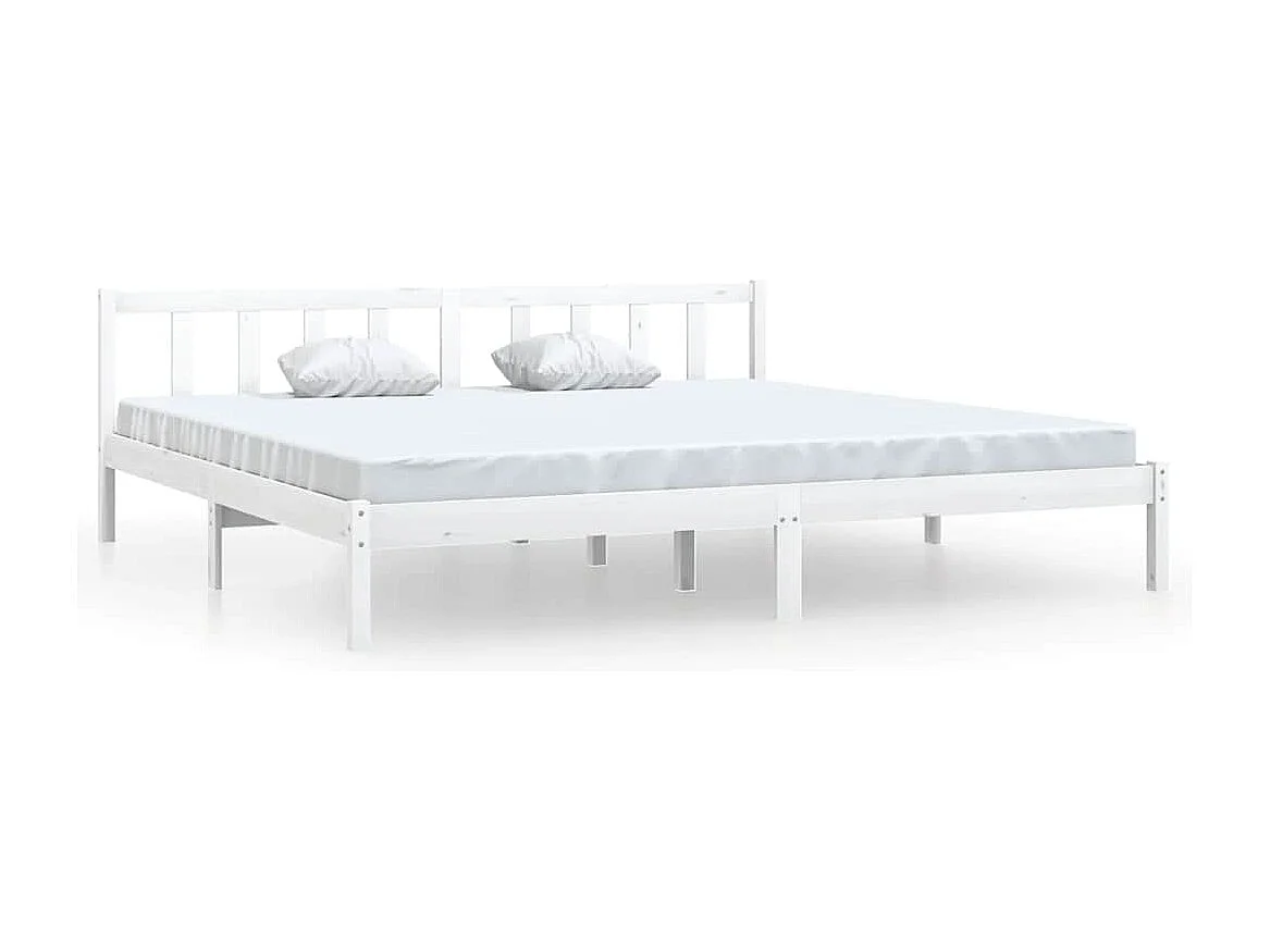 Lit double | Lit adulte | Cadre de lit blanc bois massif 200x200 cm