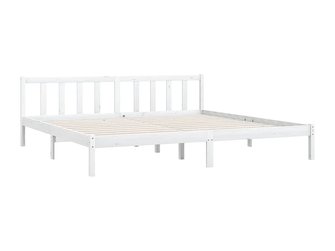 Lit double | Lit adulte | Cadre de lit blanc bois massif 200x200 cm