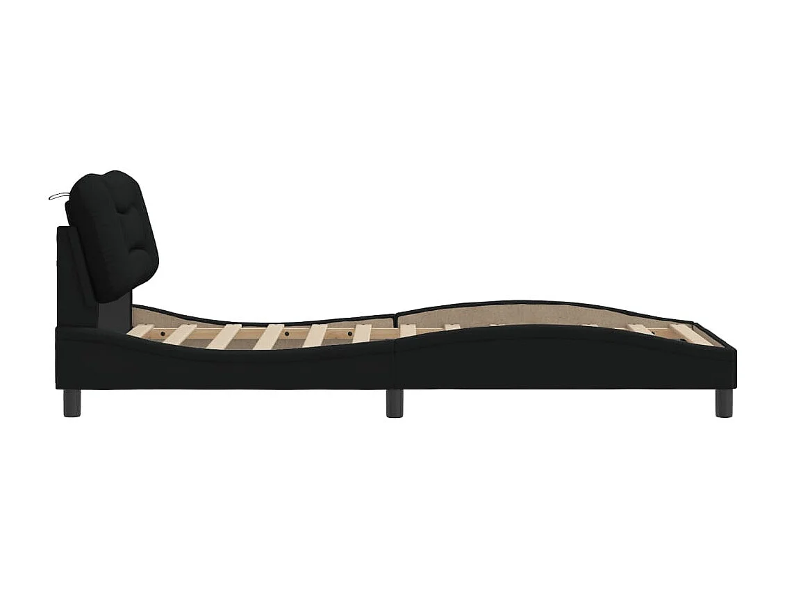 Lit simple | Lit adulte, enfant | Cadre de lit noir 90x190 cm tissu