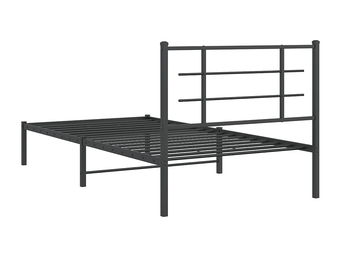 Lit simple | Lit adulte, enfant | Cadre de lit métal avec tête de lit noir 107x203cm