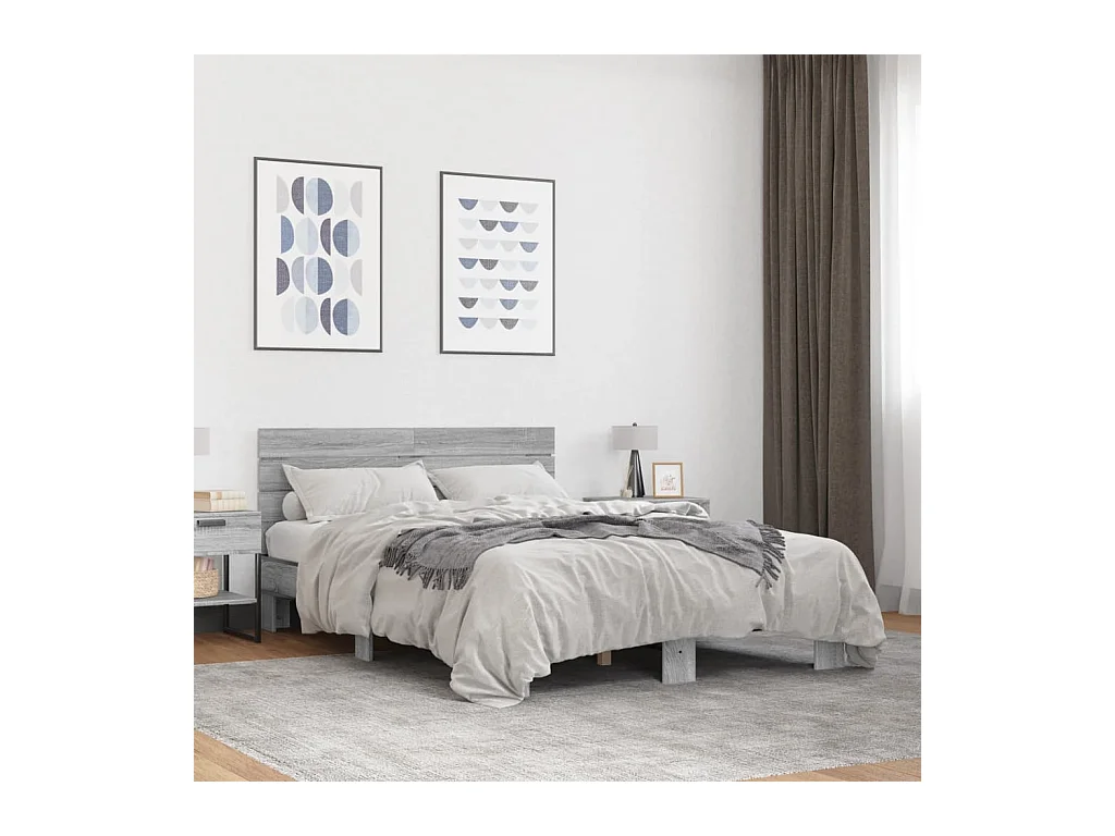 Lit double | Lit adulte | Cadre de lit sonoma gris 140x190 cm