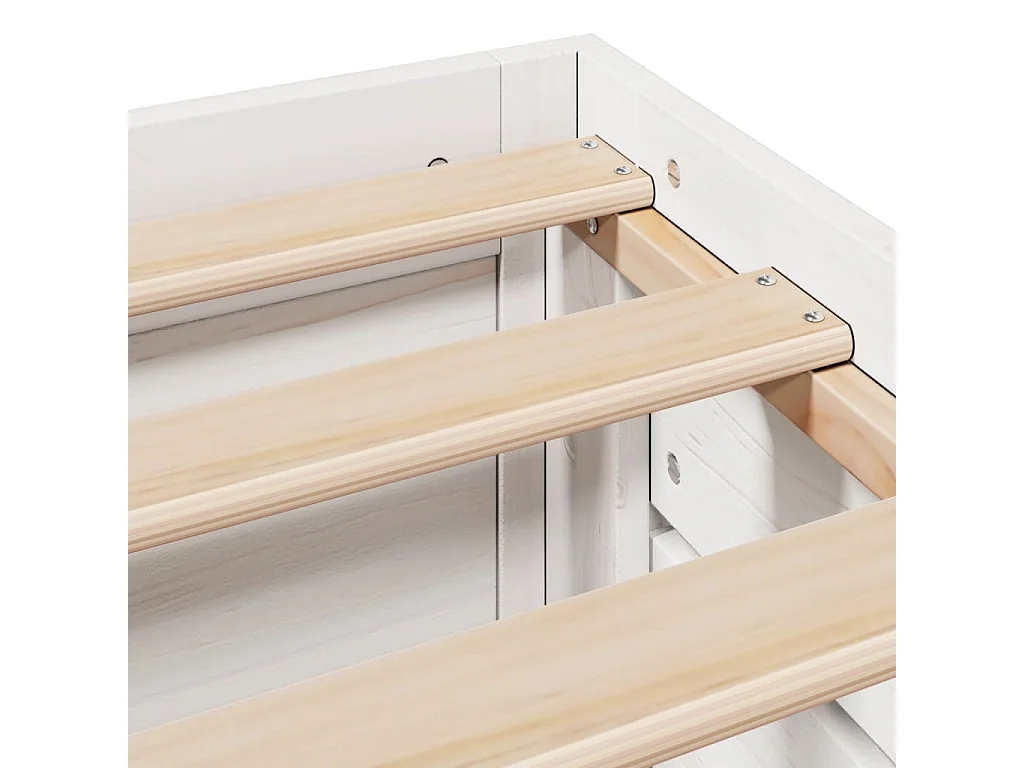 Lit double | Lit adulte | Cadre de lit avec tiroirs blanc 150x200 cm pin