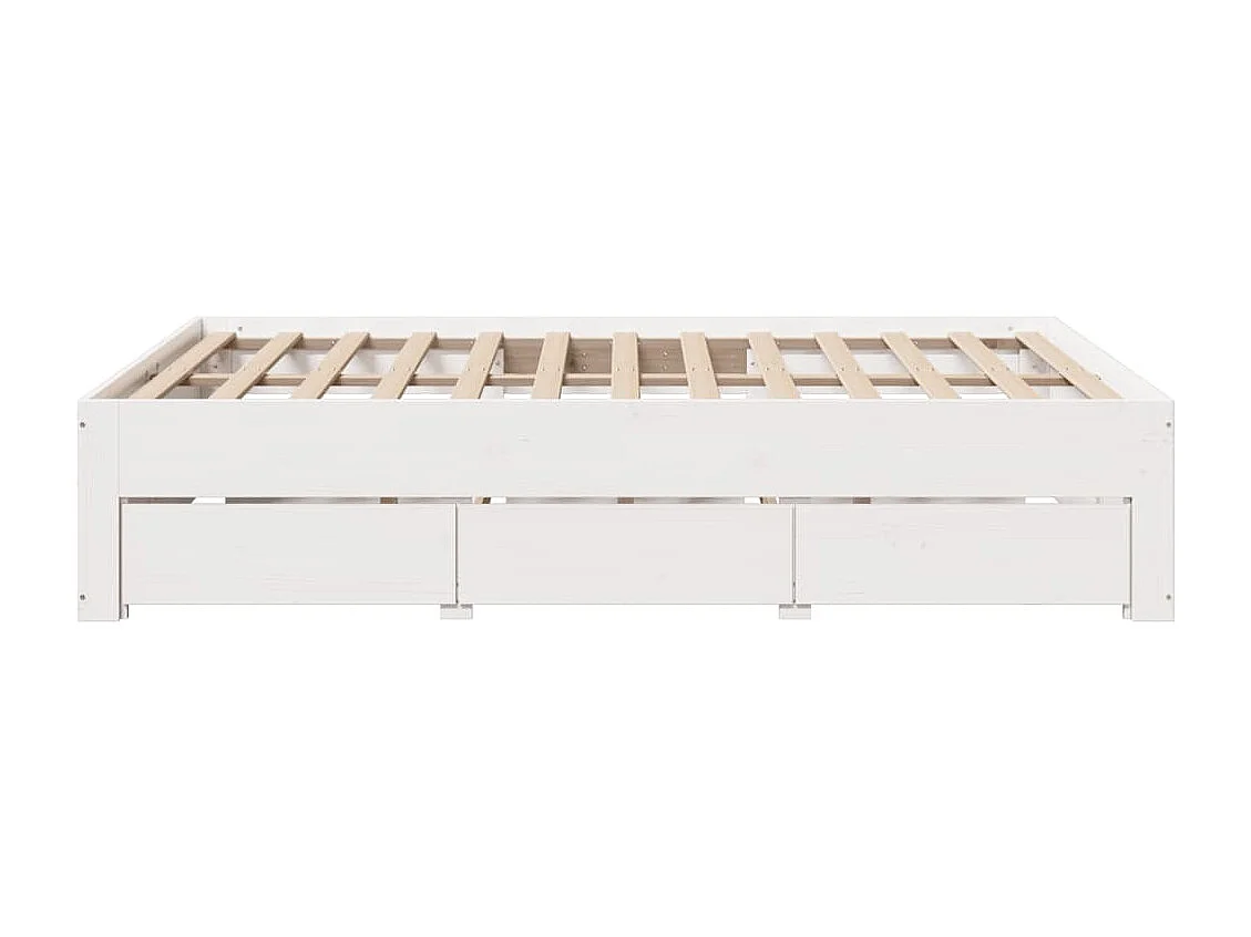 Lit double | Lit adulte | Cadre de lit avec tiroirs blanc 150x200 cm pin