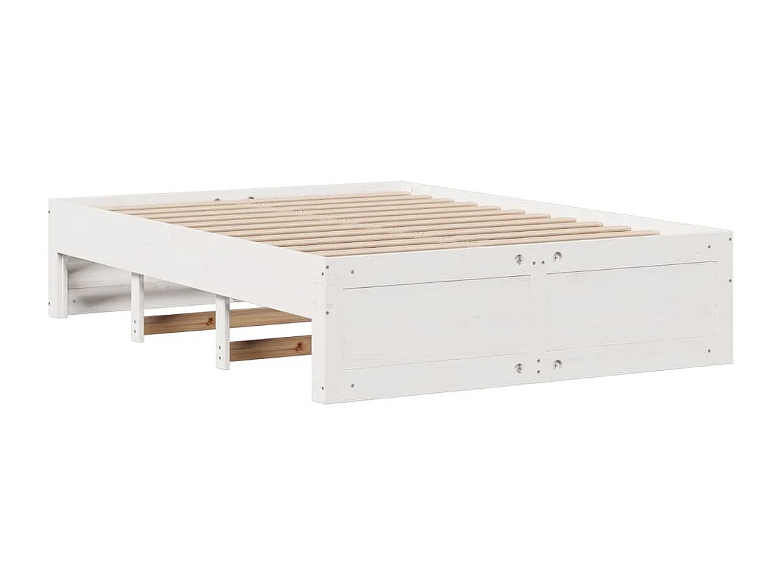 Lit double | Lit adulte | Cadre de lit avec tiroirs blanc 150x200 cm pin