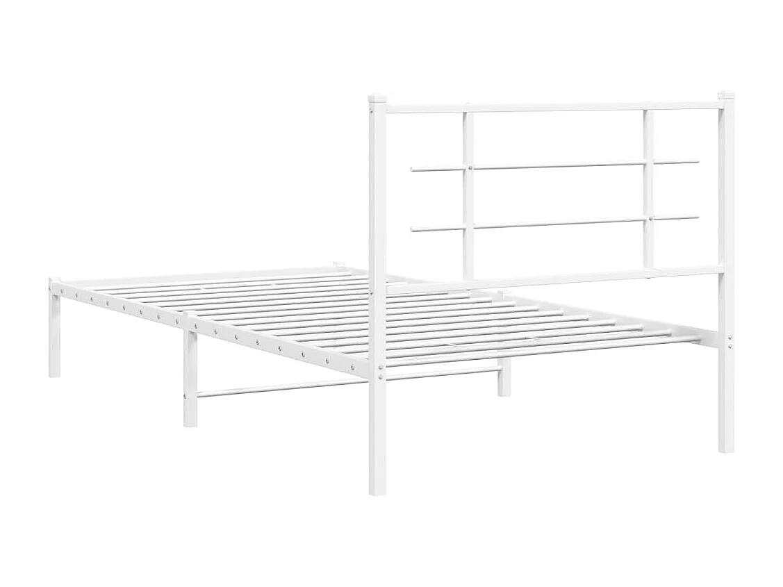 Lit simple | Lit adulte, enfant | Cadre de lit métal et tête de lit blanc 107x203 cm