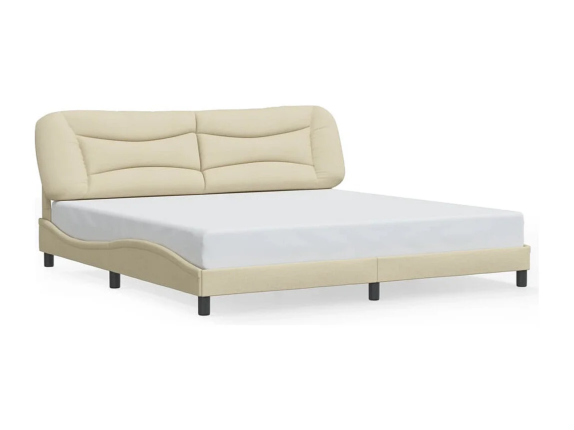 Bedframe | Tweepersoonsbed met LED zonder matras "Hvar" 200x200 cm stof crmekleurig