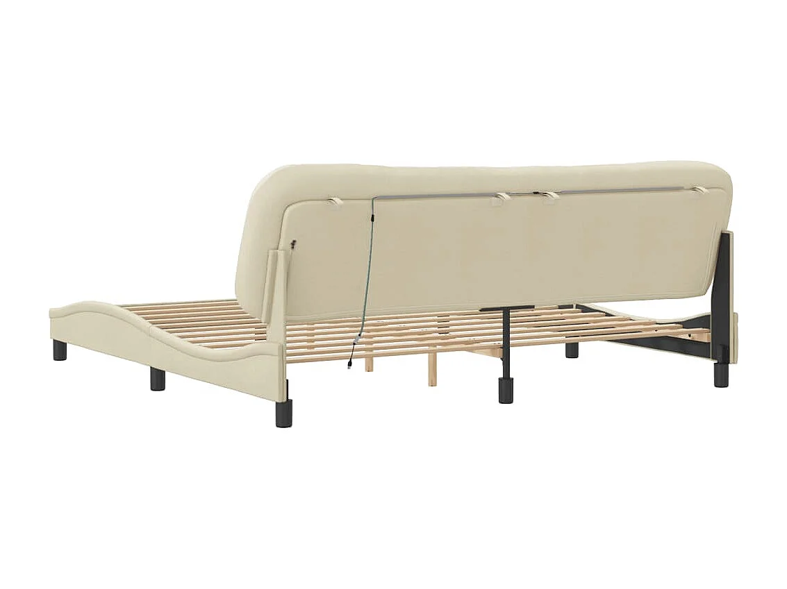 Bedframe | Tweepersoonsbed met LED zonder matras "Hvar" 200x200 cm stof crmekleurig