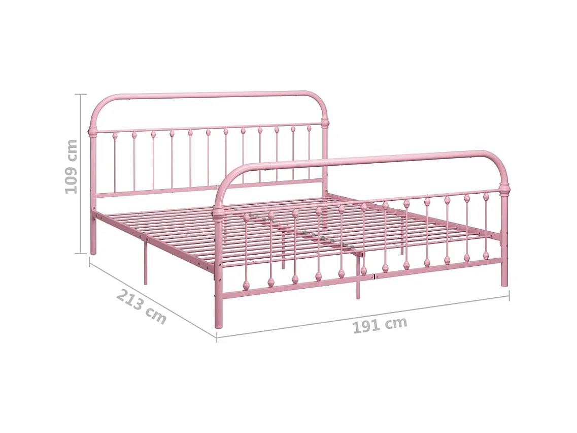 Lit double | Lit adulte | Cadre de lit rose métal 180x200 cm