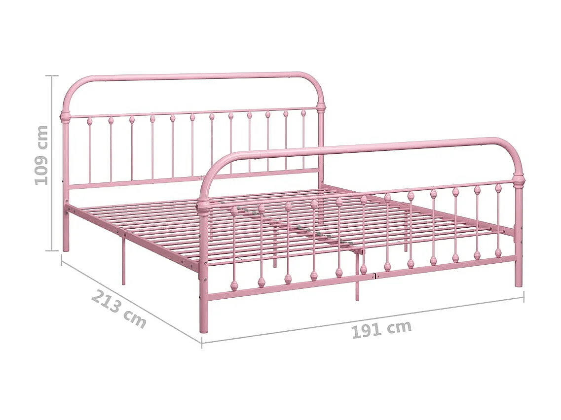 Lit double | Lit adulte | Cadre de lit rose métal 180x200 cm