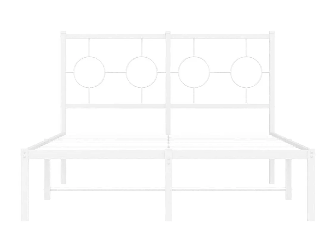 Lit simple | Lit adulte, enfant | Cadre de lit métal et tête de lit blanc 120x190 cm