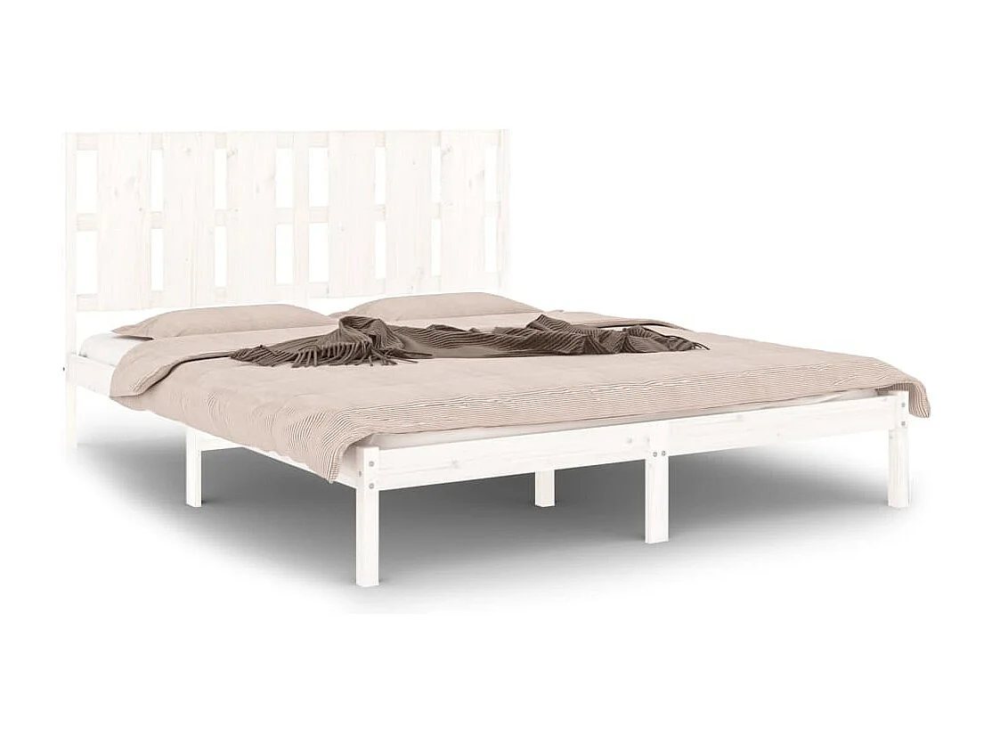 Lit double | Lit adulte | Cadre de lit blanc 150x200 cm bois massif