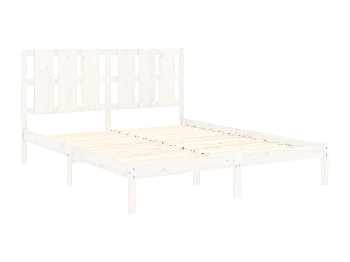 Lit double | Lit adulte | Cadre de lit blanc 150x200 cm bois massif