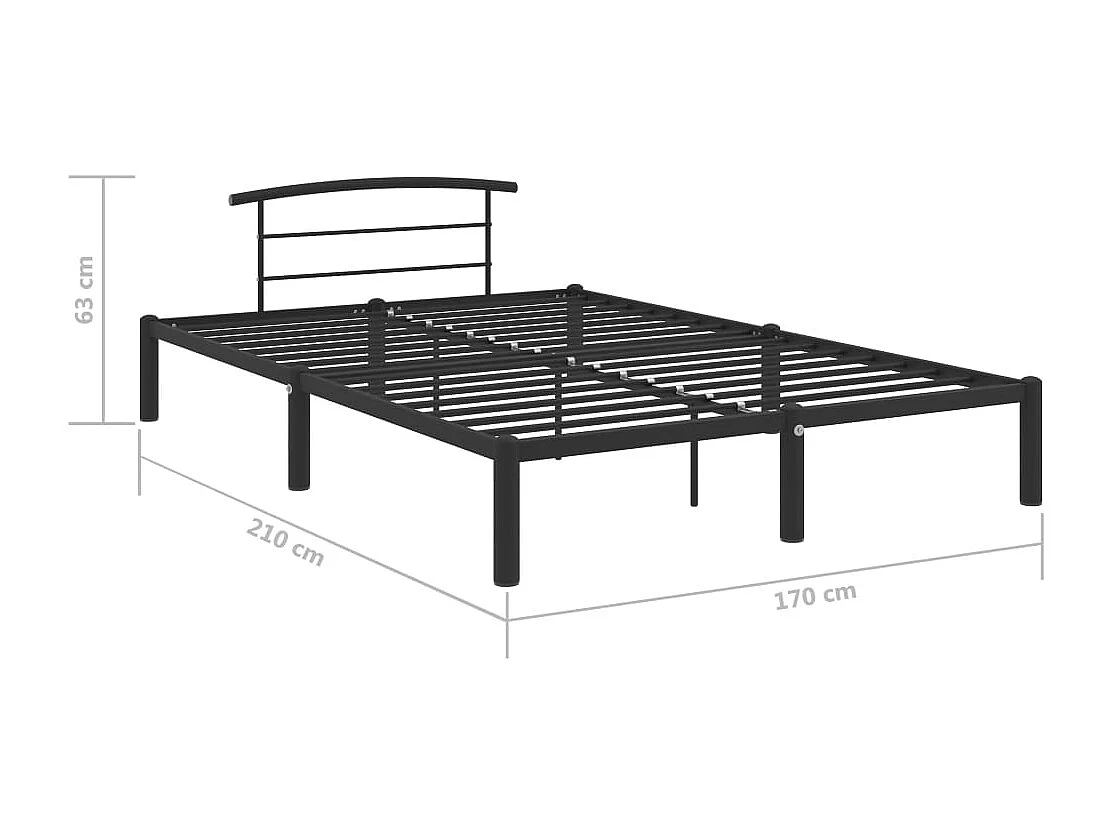 Lit double | Lit adulte | Cadre de lit noir métal 160x200 cm