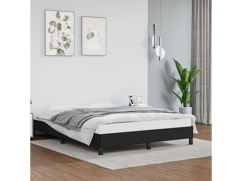 Lit double | Lit adulte | Cadre de lit noir 140x190 cm similicuir