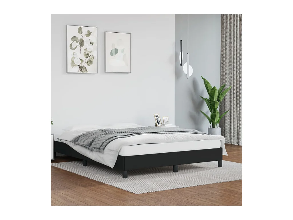 Lit double | Lit adulte | Cadre de lit noir 140x190 cm similicuir