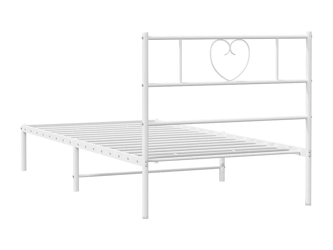 Lit simple | Lit adulte, enfant | Cadre de lit métal et tête de lit blanc 107x203 cm