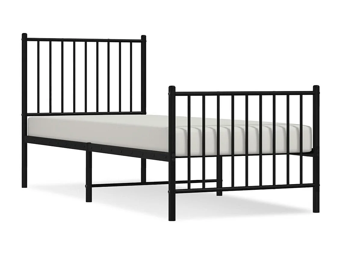 Lit simple | Lit adulte, enfant | Cadre de lit métal avec pied de lit noir 75x190 cm