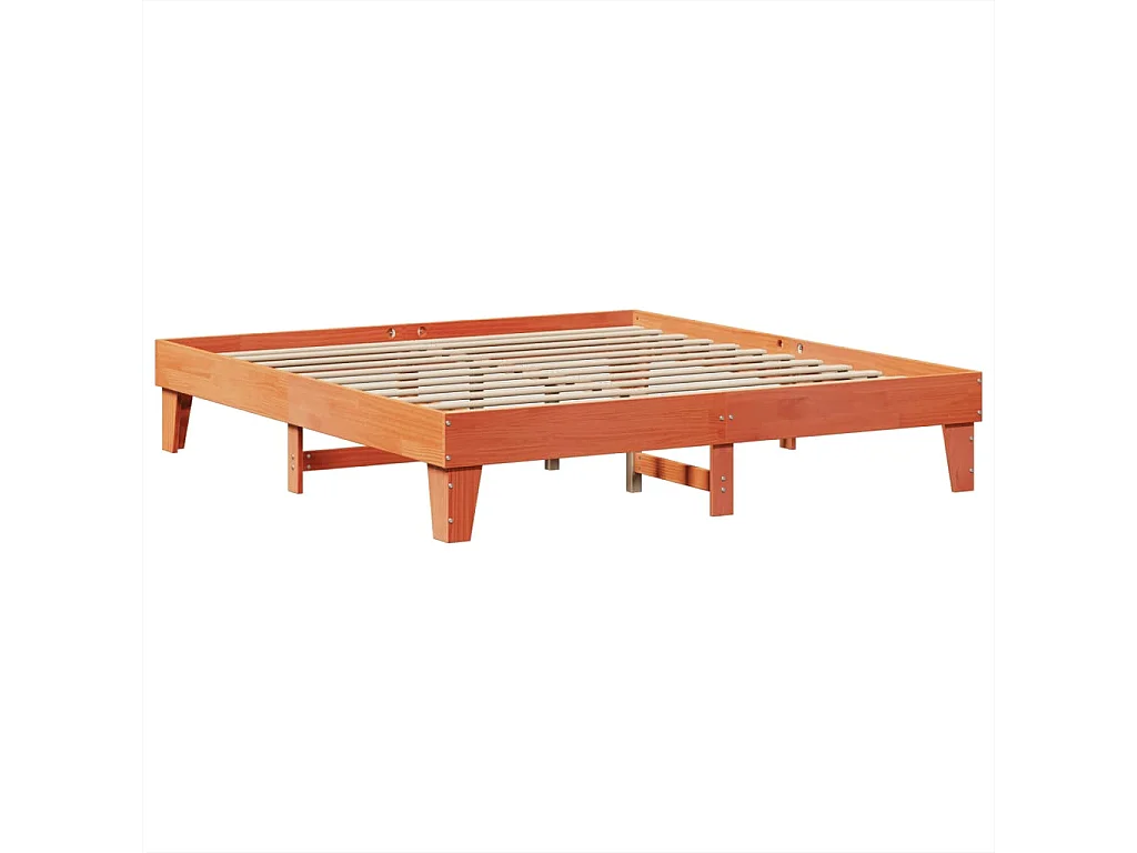 Lit double | Lit adulte | Cadre de lit cire marron 200x200cm bois pin massif