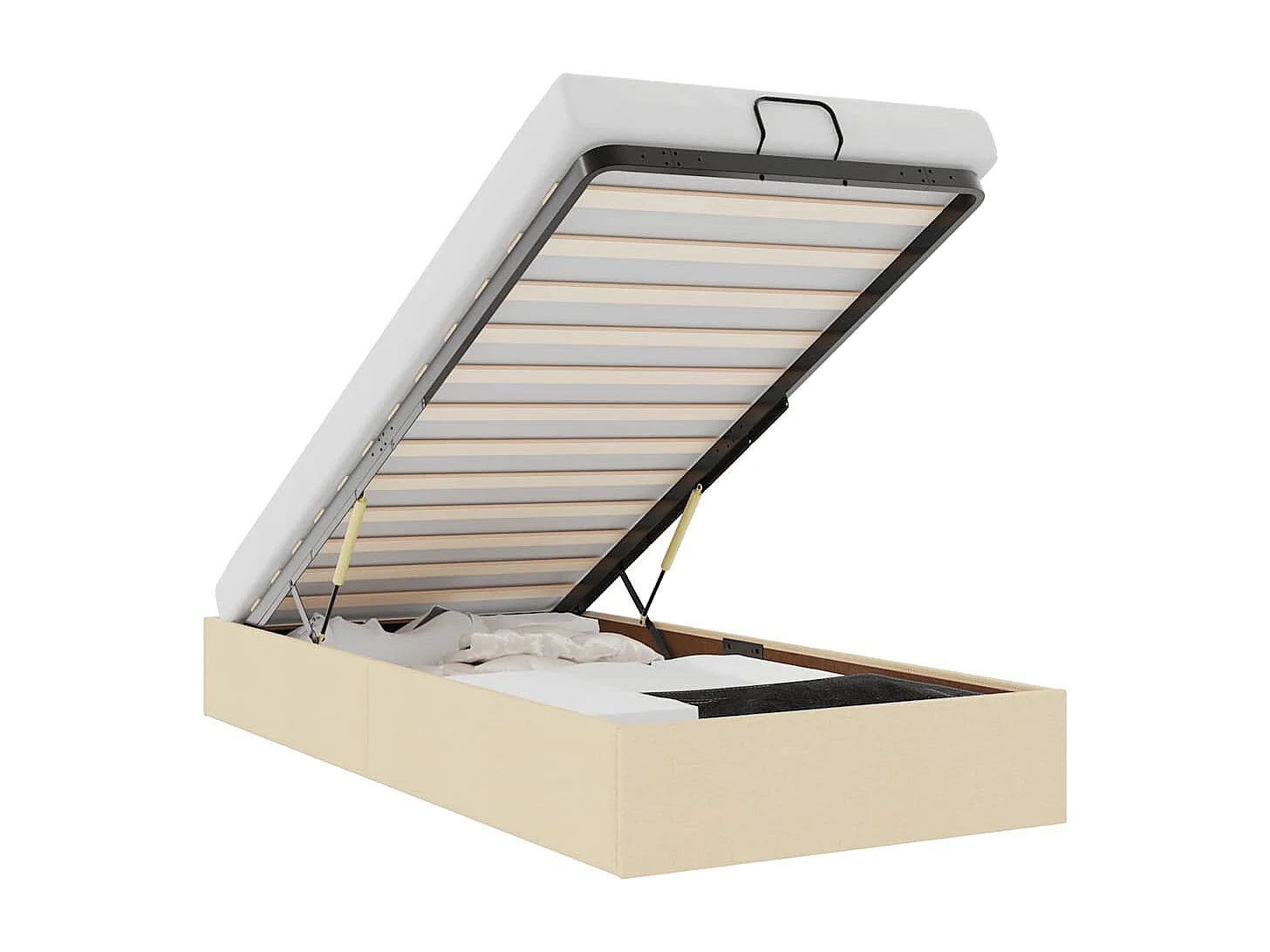 Lit simple | Lit adulte, enfant | Cadre de lit ottoman crème 100x200 cm tissu