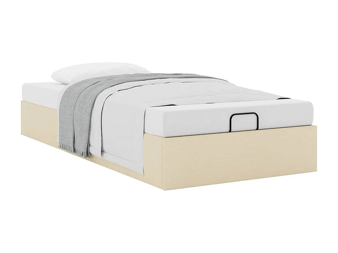 Lit simple | Lit adulte, enfant | Cadre de lit ottoman crème 100x200 cm tissu