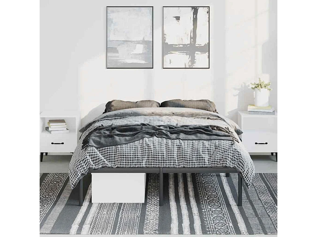 Lit double | Lit adulte | Cadre de lit métal noir 135x190 cm