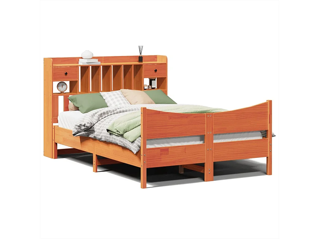 Lit double | Lit adulte | Cadre de lit cire marron 140x190cm bois pin massif