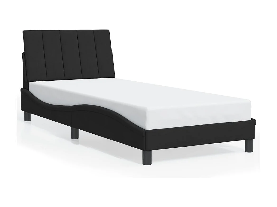 Lit simple | Lit adulte, enfant | Cadre de lit avec LED noir 90x190 cm velours
