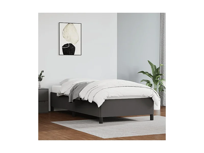 Lit simple | Lit adulte, enfant | Cadre de lit gris 90x190 cm similicuir