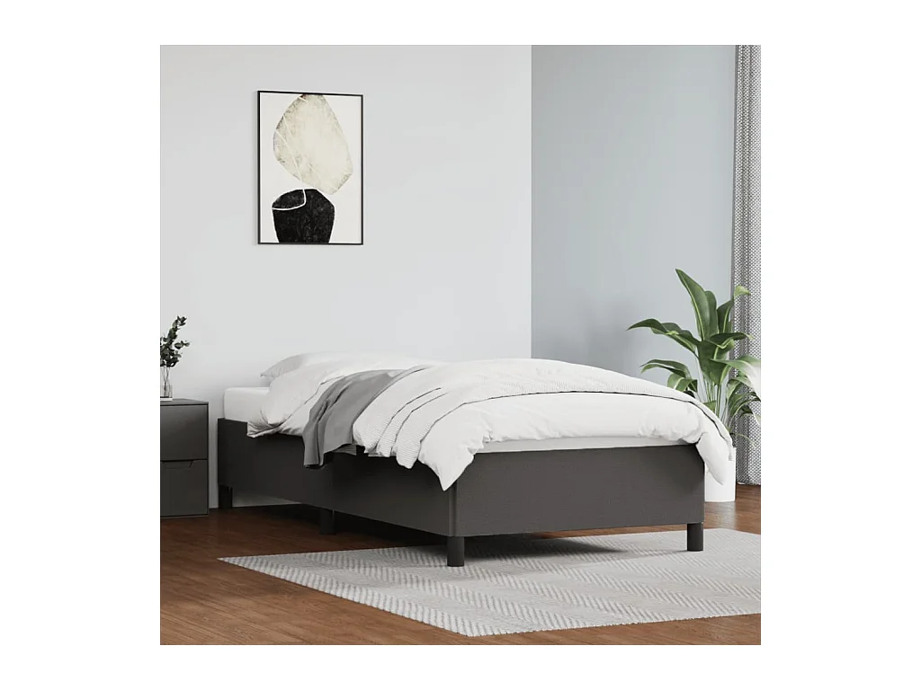 Lit simple | Lit adulte, enfant | Cadre de lit gris 90x190 cm similicuir